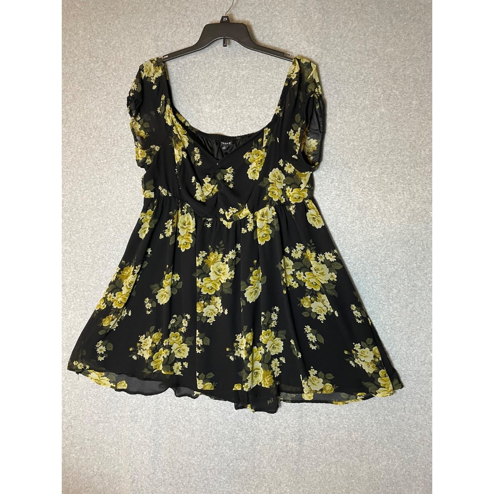torrid Black Floral Swing Dress with Yellow Flowers